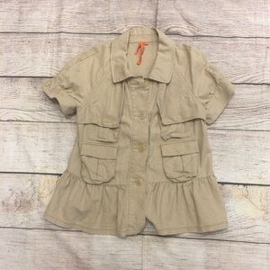 ❤️BCBG Lin Tan SS Jacket ruffles on bottom SZ med